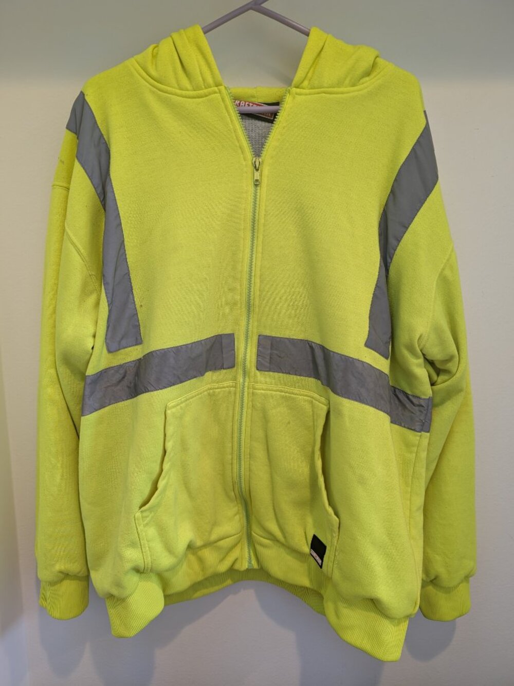 Men's Craftsman High Visibility Full Zip Hoodie with Thermal Lining. Size Large.